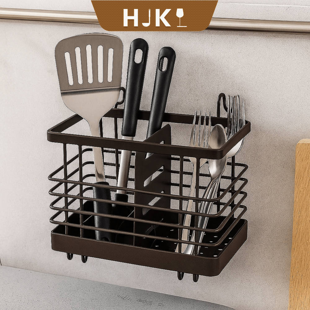 HJKL Có thể treo Giá phơi đũa Chống gỉ Sắt Giỏ thoát nước cho dao kéo Tiết kiệm không gian Có thể tháo rời Giỏ rửa bát đũa Bếp