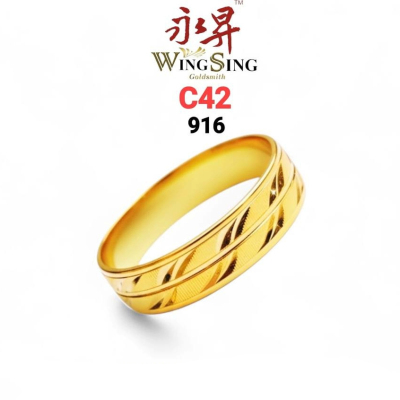 Wing Sing Cincin Merisik Cincin Belah Rotan Emas 916 916 Gold 4Mm Unisex Cbr Solid Ring
