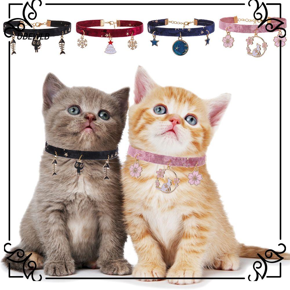 UBEWLB 1 PCS Giáng sinh dây chuyền cá Soi rọi Có thể điều chỉnh Velvet Bronzing Star Cat Collar Vòng cổ cho chó
