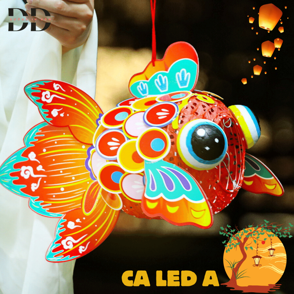 Đèn lồng cá có đèn led - đồ chơi đèn hình cá lắp ráp, trang trí tết trung thu