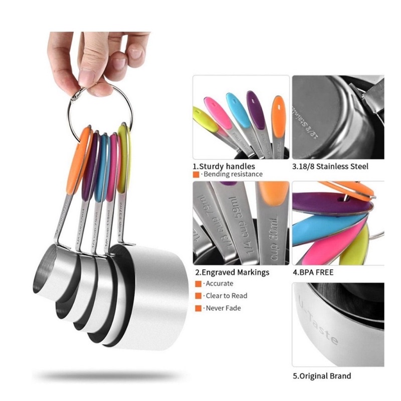 Cup đong inox 5 màu