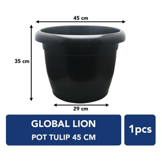 Pot Kuping Tanaman Plastik 45 cm Hitam Tulip Dapat 3 Pcs