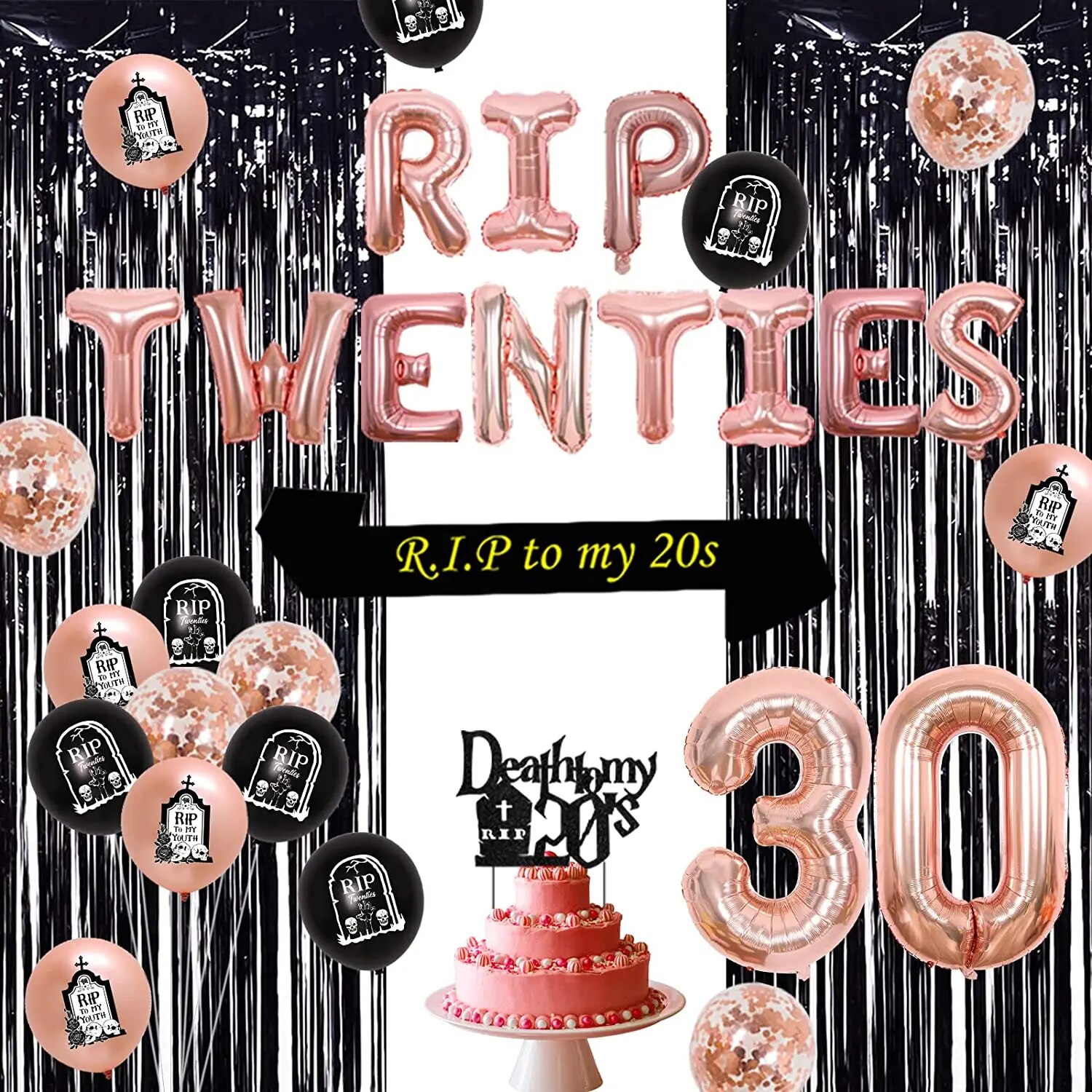 Rip hai mươi 30th trang trí sinh nhật tăng cho phụ nữ Rip hai mươi bóng chết đến của tôi 20S đồ trang trí gắn trên bánh Rip đến của tôi 20S Sash