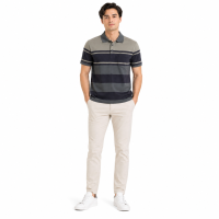 Baverre by Hassenda - Rolland Kaos Polo Pria Motif Salur Garis Stripe Lengan Pendek Hitam Abu VPA81183CKT