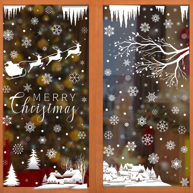  Yespery 2 cái bộ dán bông tuyết mùa đông giáng sinh Santa Claus Cây giáng sinh cành hình dán kính cửa sổ trang trí mừng giáng sinh chúc mừng năm mới 2025 