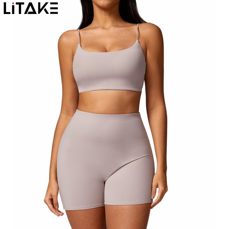 Women's Workout 2 Piece Summer Slim Fit Sleeveless Crop Tank Tops Stretch High Waist Shorts Sets For Fitness Yoga ราคา 608 บาท*ส่งฟรี