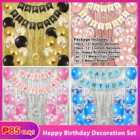 Birthday Balloon Set with Banner and Confetti - 23pcs