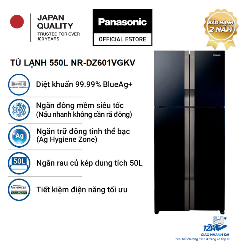 [Trả góp 0%] Tủ lạnh Panasonic Inverter 550 lít NR-DZ601VGKV - Ngăn đông mềm siêu tốc - Bảo hành chí