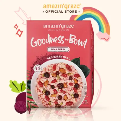 Amazin' Graze Pink Berry Goodness Bowl (Instant Oatmeal) (6 x 40g) - Halal Certified