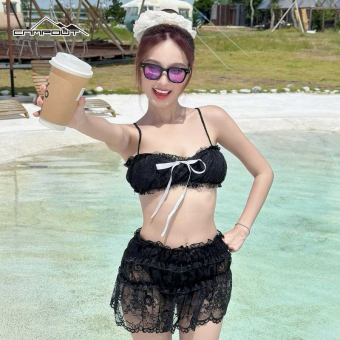 Đồ bơi bikini đồ bơi ngực nhỏ ngọt ngào cho nữ mùa xuân nóng bỏng tinh khiết phong cách Ins Đồ bơi nữ