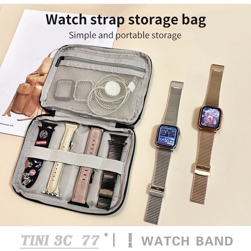 【High-quality】 《Ready 》New Strap Travel Storage Bag Appl/e Watch Strap Travel Bag Strap Storage Box Storage Canvas Bag Portable Travel Storage Bag Strap Storage Box Strap Buggy Bag