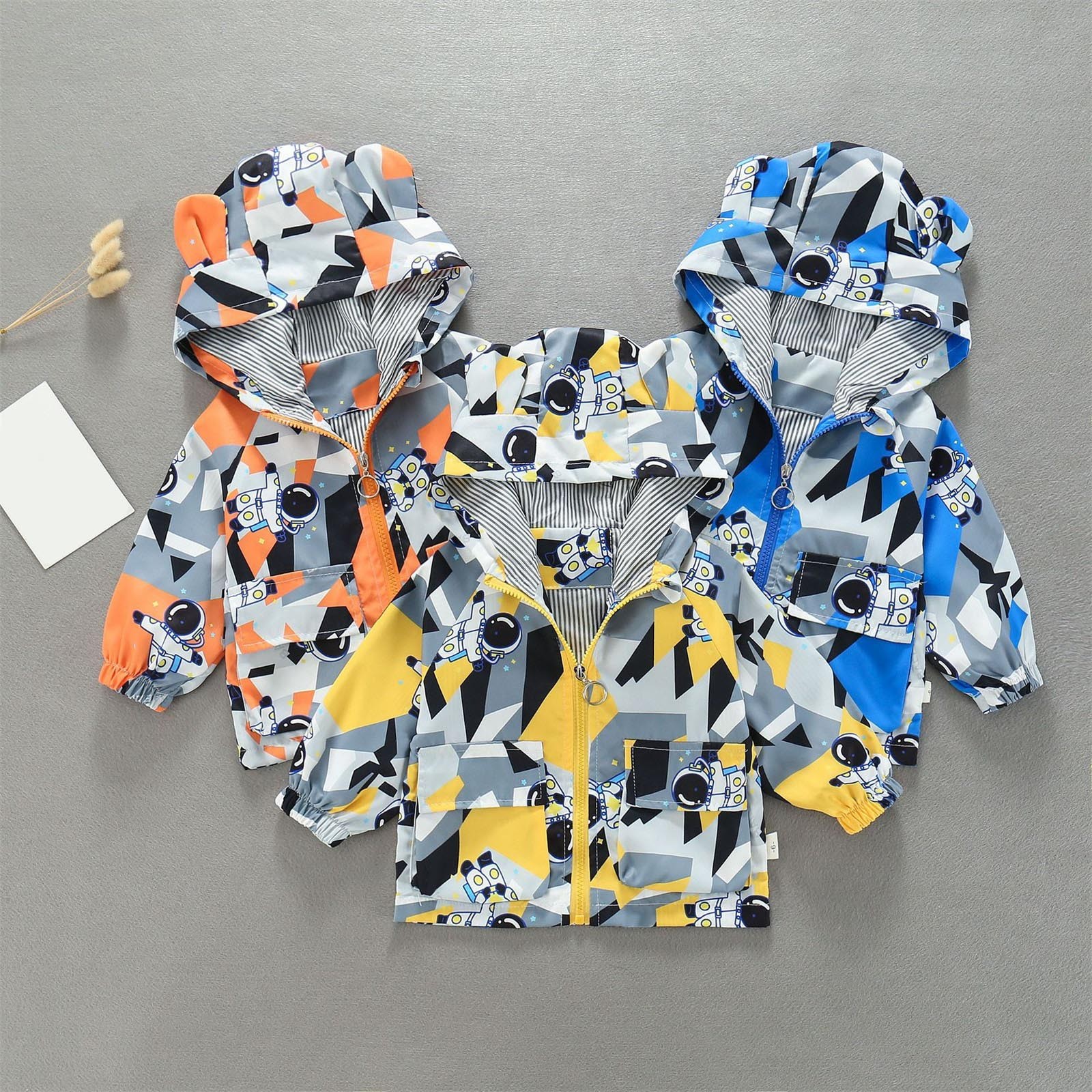 Mùa Thu trẻ mới biết đi Áo khoác nam nữ dễ thương họa tiết hoạt hình dài tay áo gió áo khoác Jacket có mũ áo trẻ em áo khoác bé trai áo khoác mùa đông cỡ 5