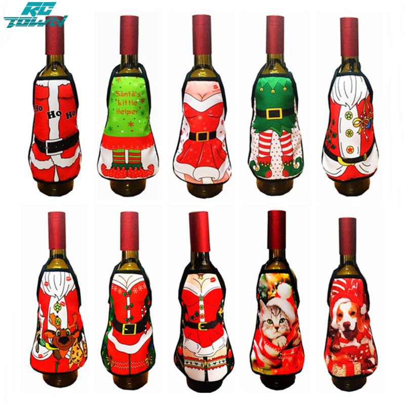 Giáng sinh nhà Santa Claus đèn hình bình rượu Tạp dề người tuyết thả Quà Tặng Xmas Noel trang trí Navidad năm mới 2020