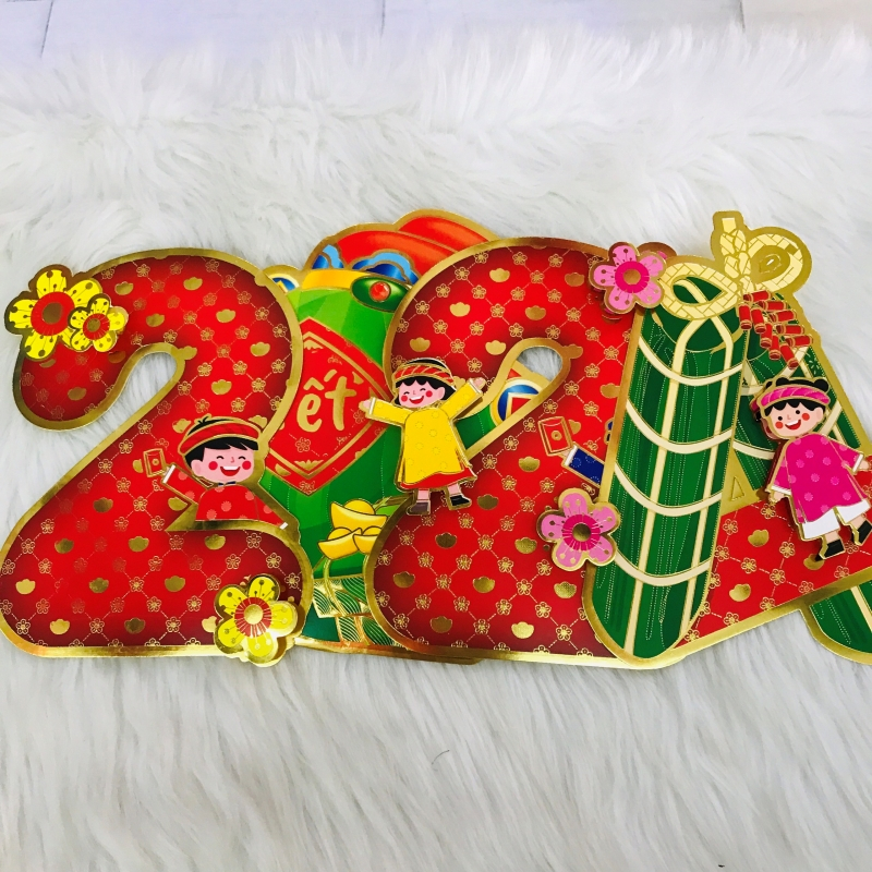 Decal tết số 2024, trang trí cửa kính, mẫu mới, decal dán kính kích thước15*20cm