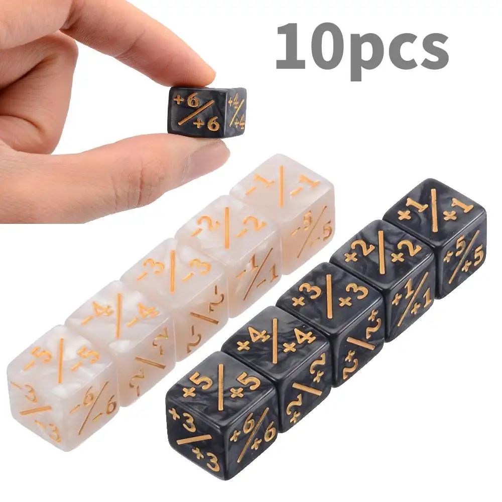 Mayitr 10 cái trắng đen đếm xúc xắc cho ma thuật các trò chơi thu thập đếm quầy + 1/+ 1 con Xúc xắc trẻ em Đồ chơi thu thập trò chơi