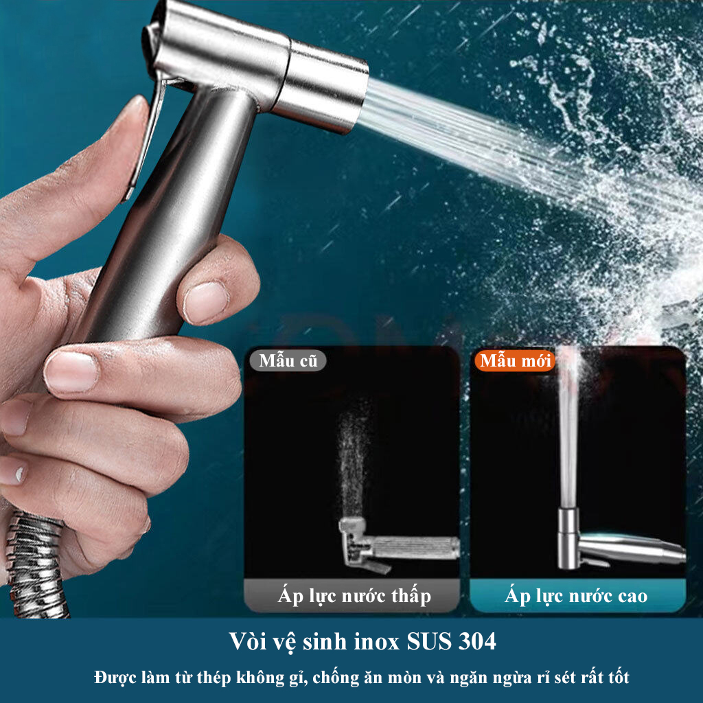 Vòi xịt vệ sinh,vòi xịt nhà vệ sinh,bộ vòi xịt vệ sinh,vòi xịt vệ sinh inox 304 siêu mạnh - vòi xịt vệ sinh inox 304 cao cấp bền với mọi môi trường