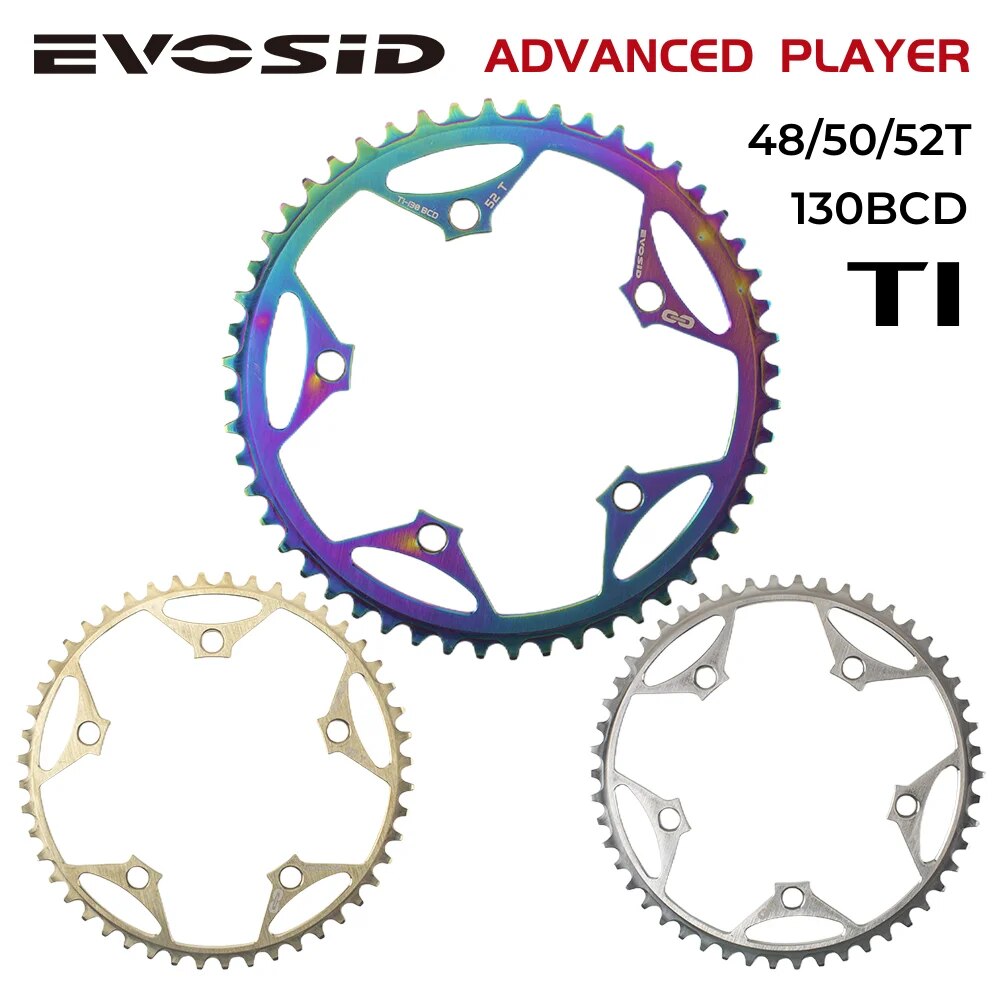 【New release】 Evosid Titanium Chainwheels Bcd 130 48t 50t 52t Narrow Width 130bcd 10s 11s 12s Road Bike Chainring 12v For Brompton