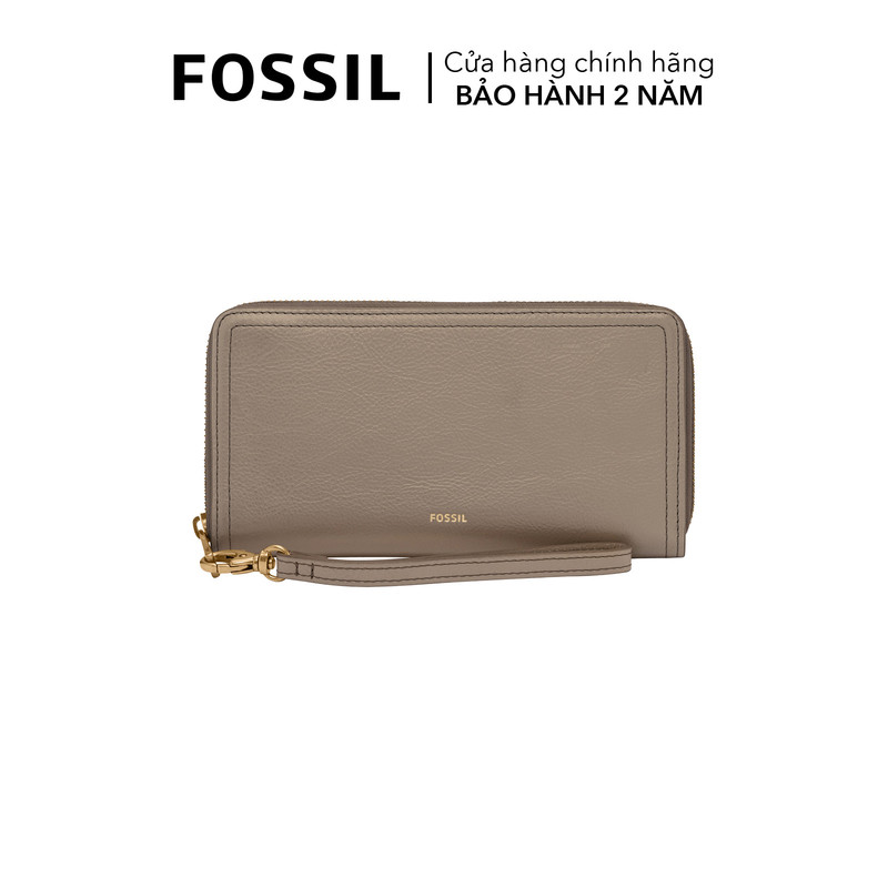 Ví da nữ da thật fossil logan clutch sl7831788- xám