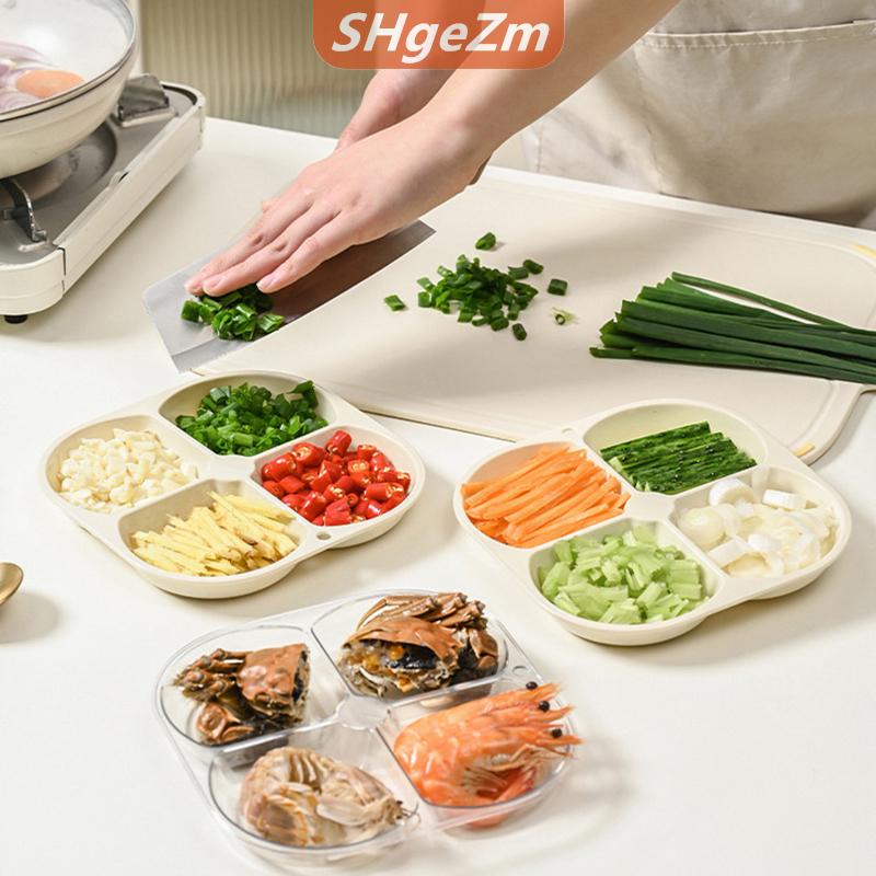 [COD] SHgeZm Mới chia tấm chống bỏng trái cây tấm 4 ngăn thực phẩm ăn tối tấm Khay đa chức năng chia phục vụ khay