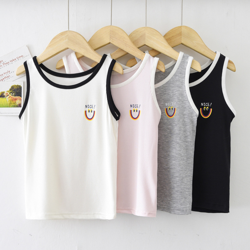 AISAMEFE2024 Children's Tank Top Summer New Boys and Girls Tank Top Rainbow Smiling Face Breathable Thin Children's Top ราคา 176 บาท*ส่งฟรี