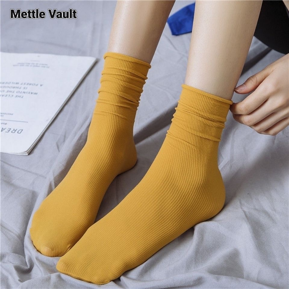 Mettle Vault Spring and autumn Japanese velvet pile socks Korean version of the middle tube ins long women's socks for women solid color tide ice socks - ยี่ห้อ Mettle Vault ราคา 9 บาท*ส่งฟรี