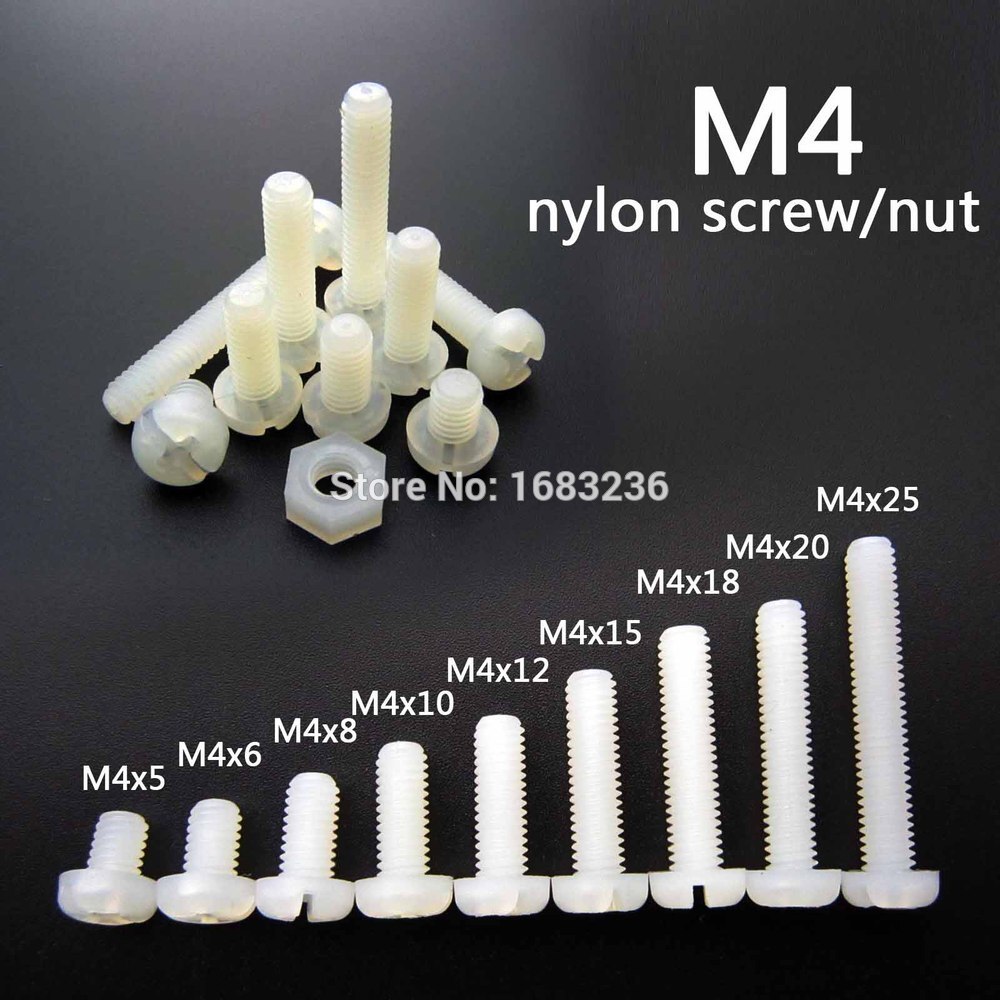 Yingke 50 cái nhựa trắng Nylon M4 Chảo tròn Phillips bu lông ốc vít đai ốc