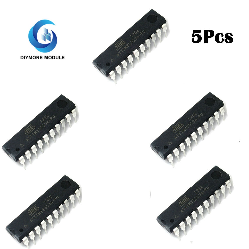 5pcs attiny2313a-pu attiny2313 attiny 2313 dip20 mcu 8-bit microcontroller chip programmable flash