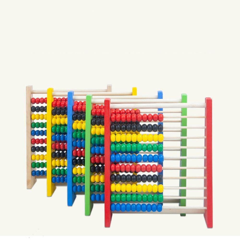 SPACE URGENTLY69SP8 Red Blue Wooden Abacus Educational Wooden Calculation