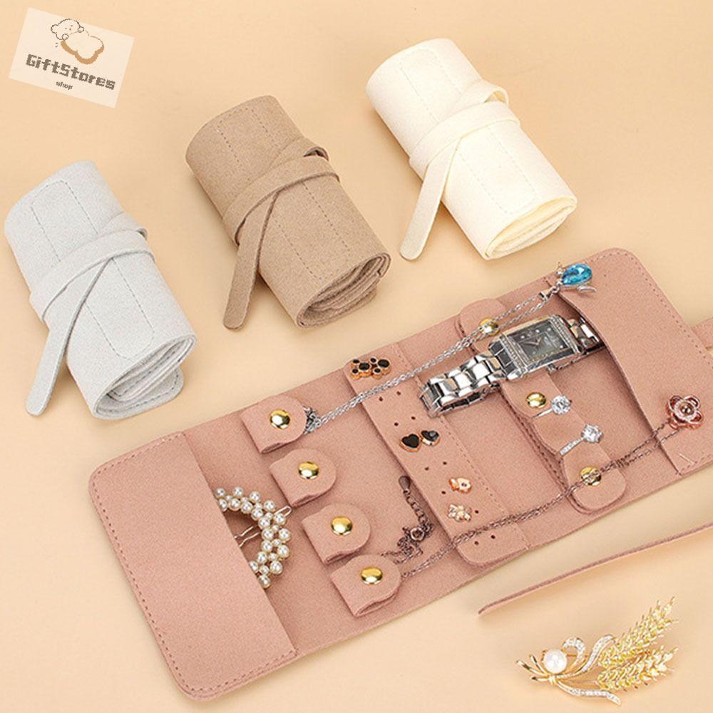 GIFTSTORES Hộp đựng trang sức Túi cuộn đựng đồ trang sức Lưu trữ lưới Thiết kế có thể gập lại Túi đựng khuyên tai Sắp xếp dây chuyền Nhiều lớp Giá đỡ đồng hồ đeo tay Du lịch