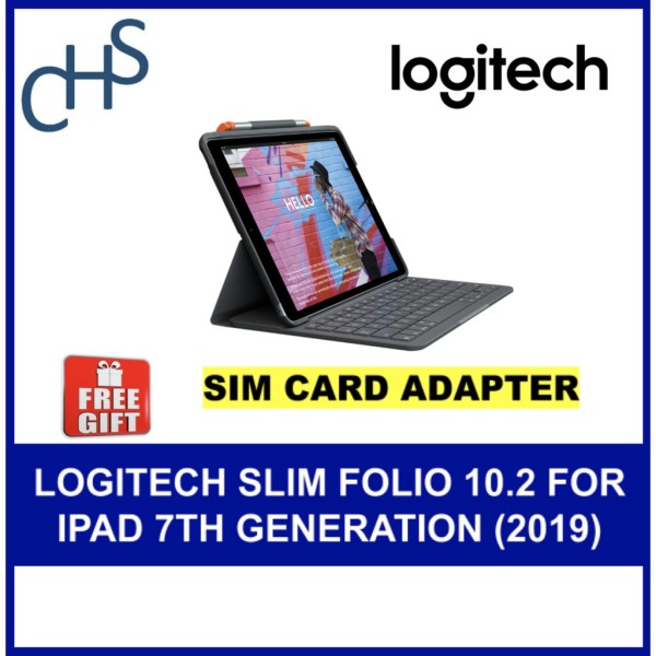 Logitech Slim Folio For iPad 10.2 inch 7th Gen 2019 Keyboard Cover Case with 1 Yr SG Warranty (920-009469) Singapore