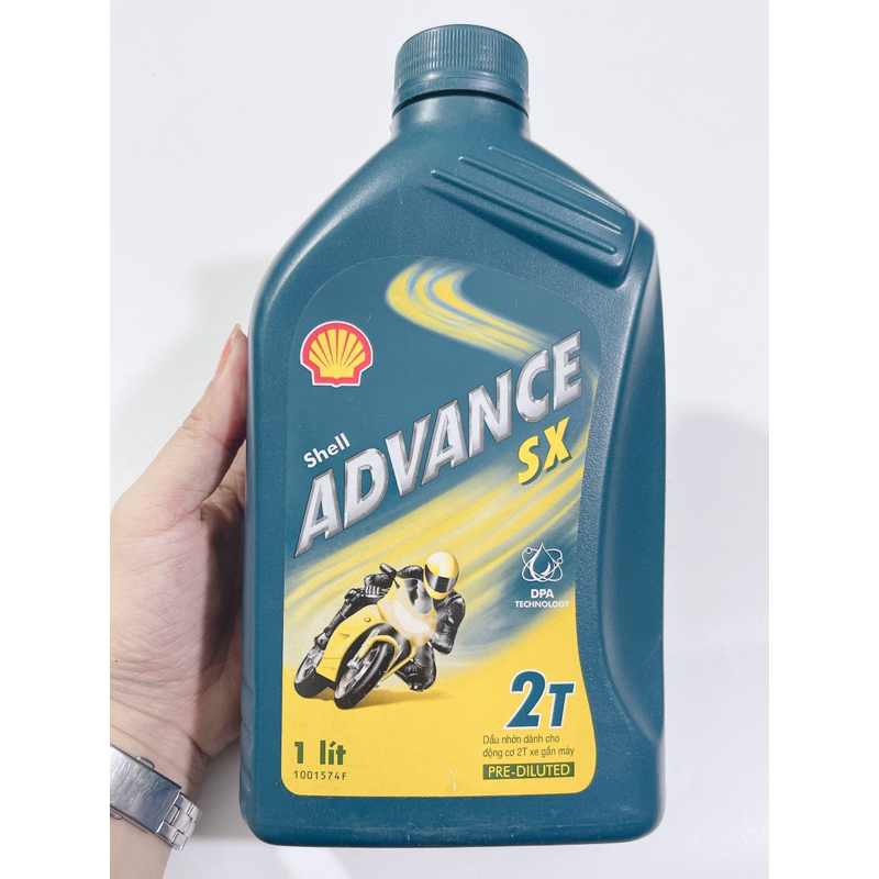 Nhớt Shell Advance SX2 2T 1lít, dầu bôi trơn cao cấp cho động cơ xe gắn máy 2 thì