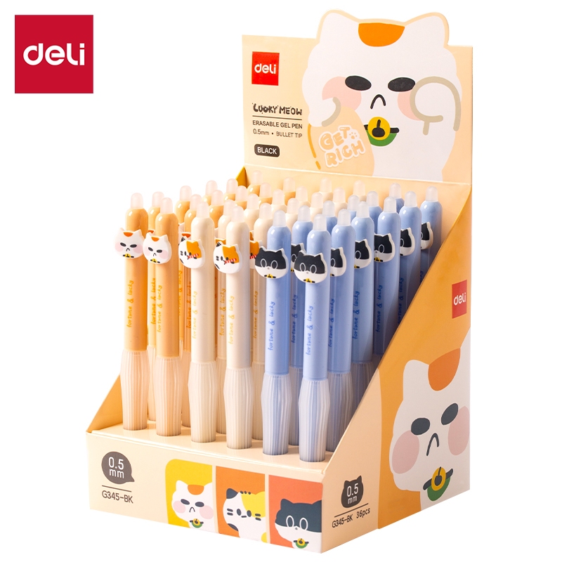 Deli Press Erasable Gel Pen 0.5mm Bullet Tip EG345 1PC Stationery Study Supplies