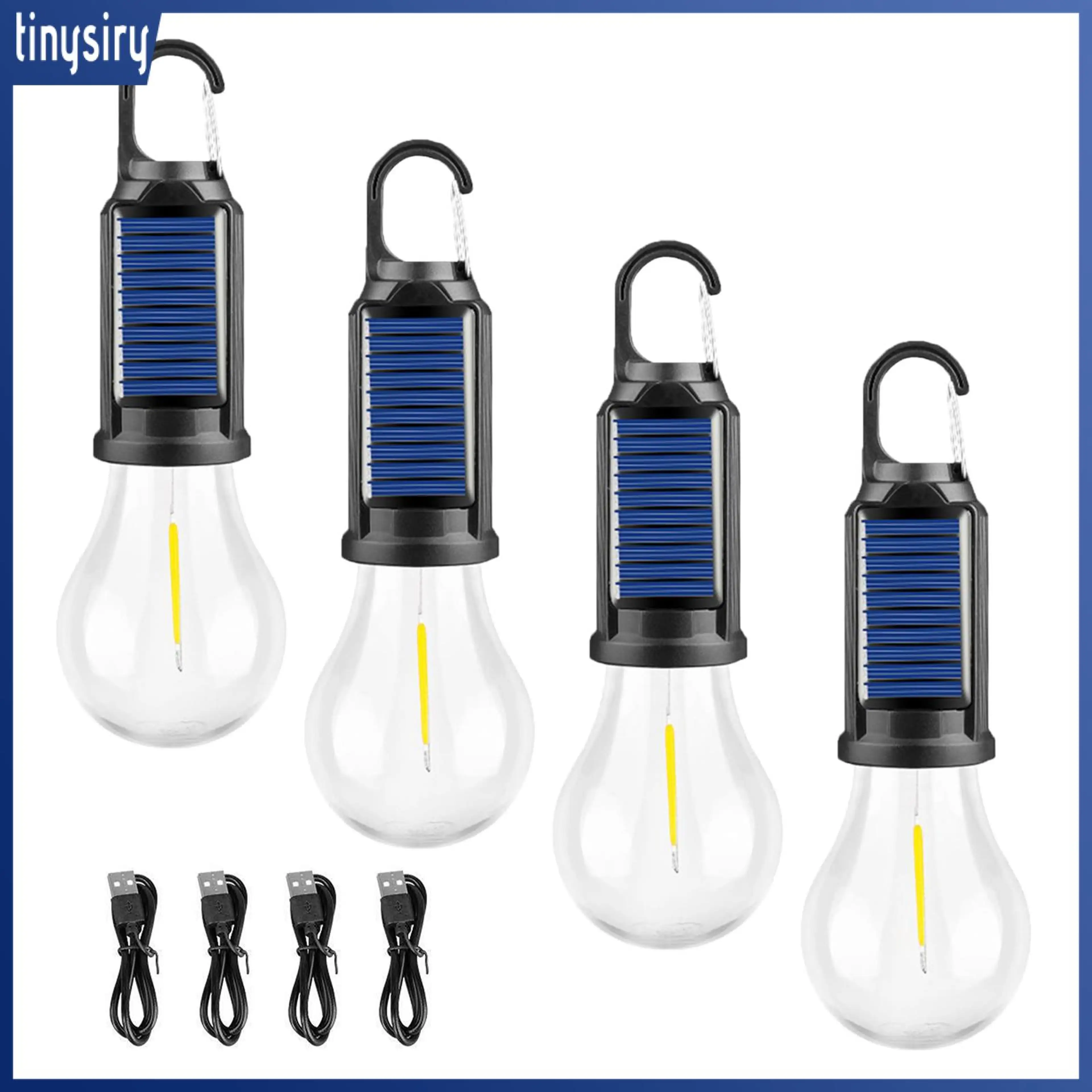 Solar Camping Lantern Rechargeable LED Light 3 Modes Waterproof