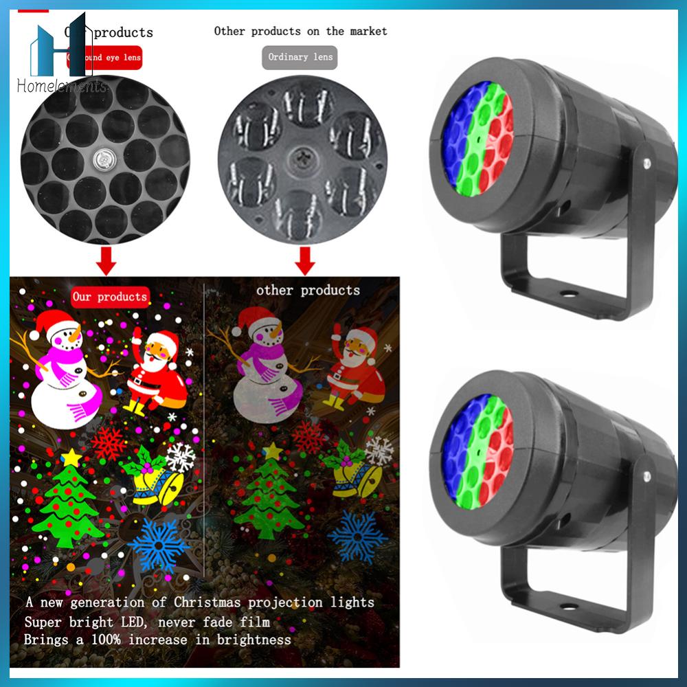【Homelements】LED Christmas Pasko Pattern Projector Lamp Holiday Party Decor 360 Rotatable Stage Projection Lights Landscape Projector Lamp for Outdoor Indoor Decoration