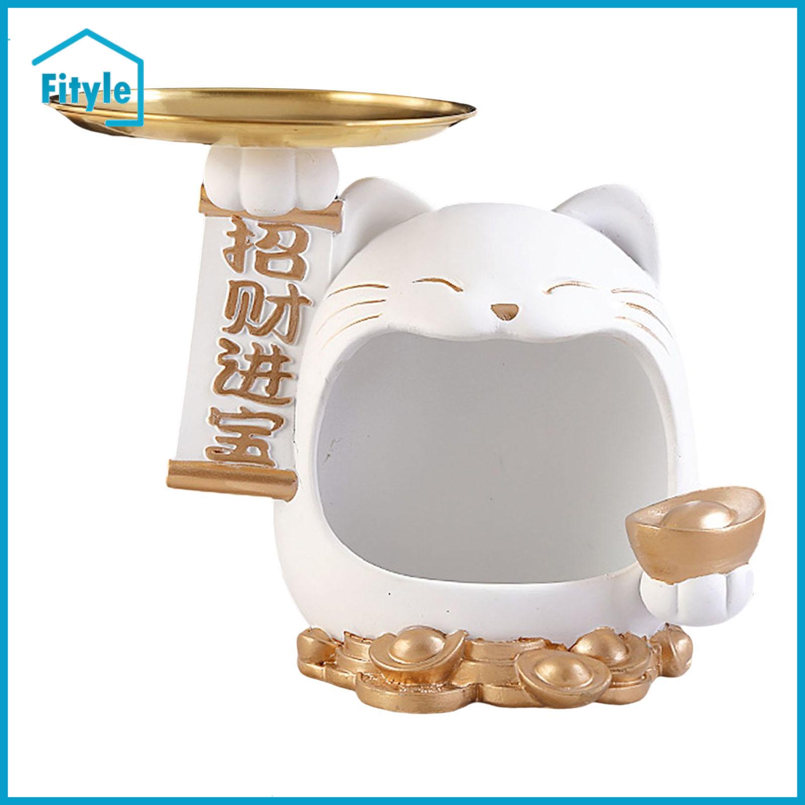 Lucky Cat Statue Storage Tray Jewelry Storage Rack Sculpture Resin Home Decor Keys Holder for Desk Bedroom Entrance Cabinet ราคา 2,698 บาท*ส่งฟรี