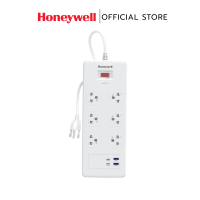 Honeywell ปลั๊กไฟ 6 ช่อง ปลั๊กป้องกันไฟกระชาก มาพร้อมพอร์ตชาร์จไฟ Type C 2 และ USB 2 ช่อง