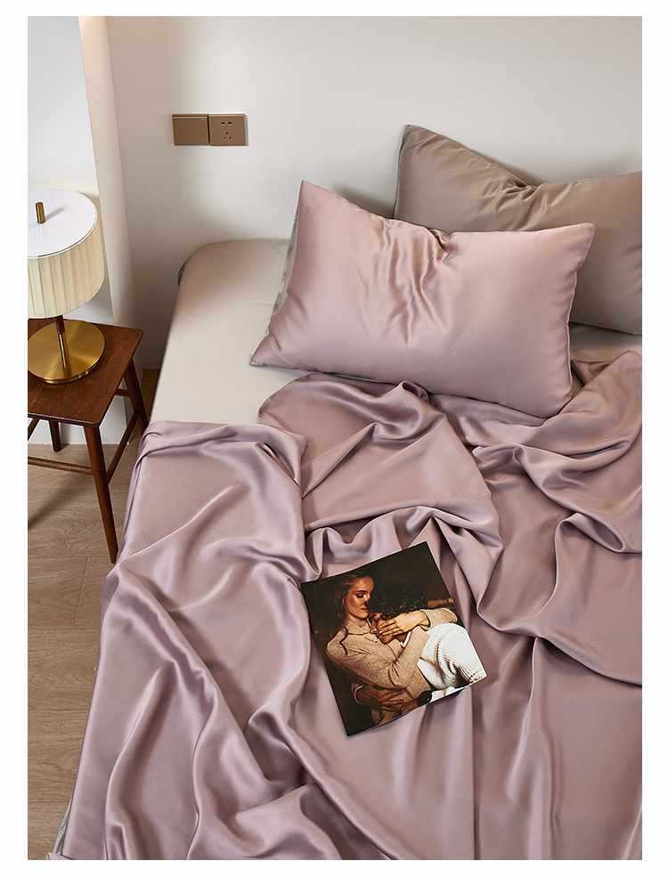Set di biancheria da letto 60 pezzi in Tencel Four tinta unita Ice Silk Summer Naked, lenzuolo con angoli elasticizzati, set copripiumino, set di lenzuola in tre pezzi AoyuejHasd-CB