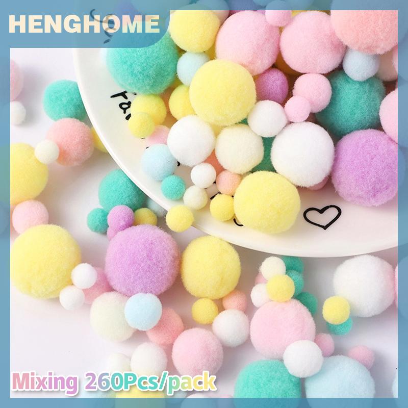 HENGHOME 260 cái lốc 10-30mm Macaron Fluffy Pompom lông quả bóng đầy màu sắc POM poms mềm furball cho handmade thủ công DIY trang trí phụ kiện