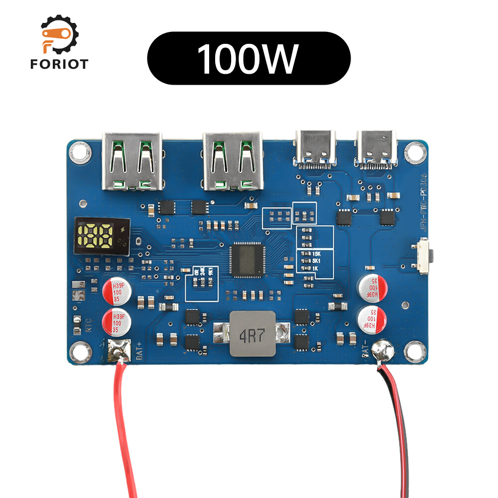 100W PD QC sạc dự phòng hai chiều nhanh chóng sạc sạc di động mô-đun tự làm sạc dự phòng 2-6S bảo vệ