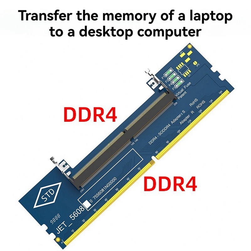 【Latest model】DDR4 Adapter Card SO DIMM 4 to DDR4 Converter Laptop SO DDR4 RAM to Desktop DDR4 Adapter Card Memory Tester