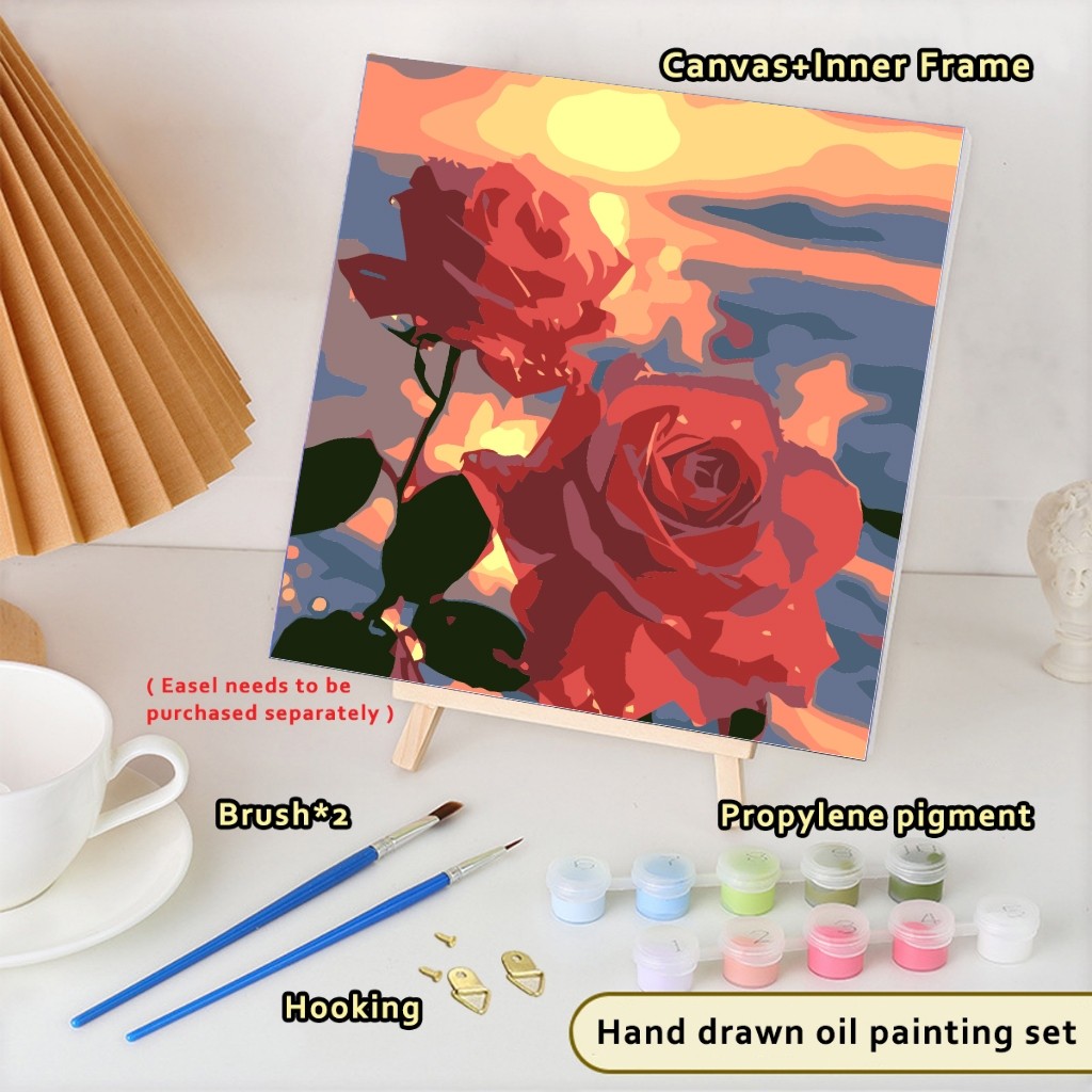 20x20cm Child Painting Paint by Numbers Scenery Oil paint with frame Decorative hanging picture 装饰画