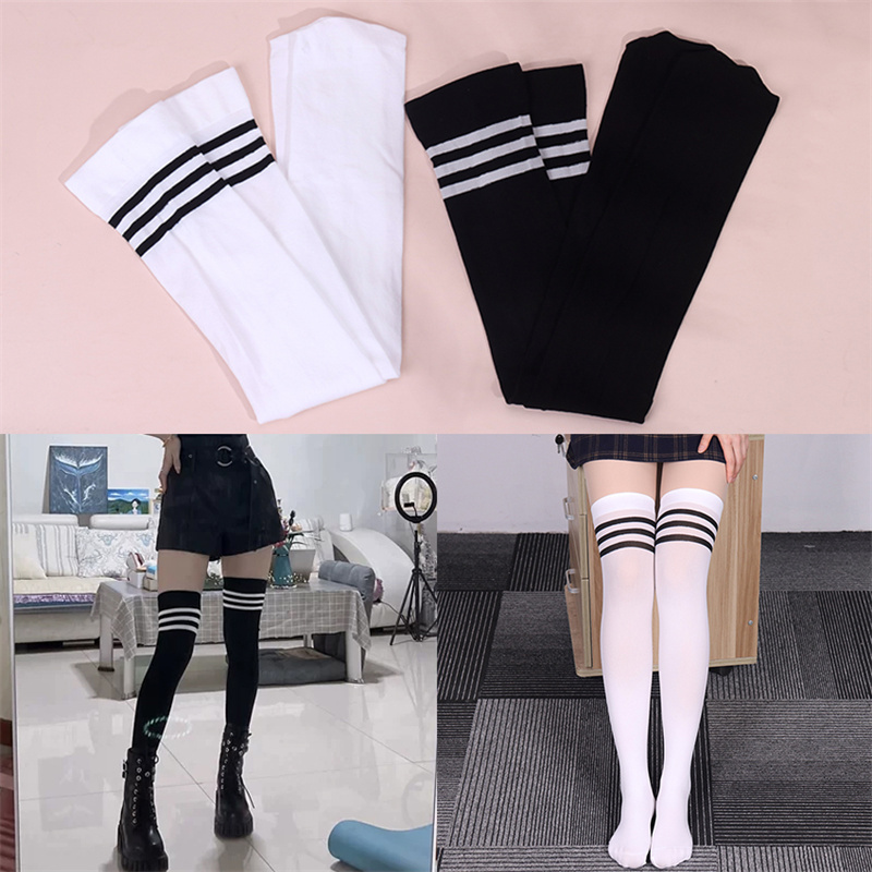 Cô Gái cao tới đùi Vớ Gothic tất dài dài kẻ sọc Vớ Gothic Vớ cao tới đùi Gothic Y2K Lolita Vớ