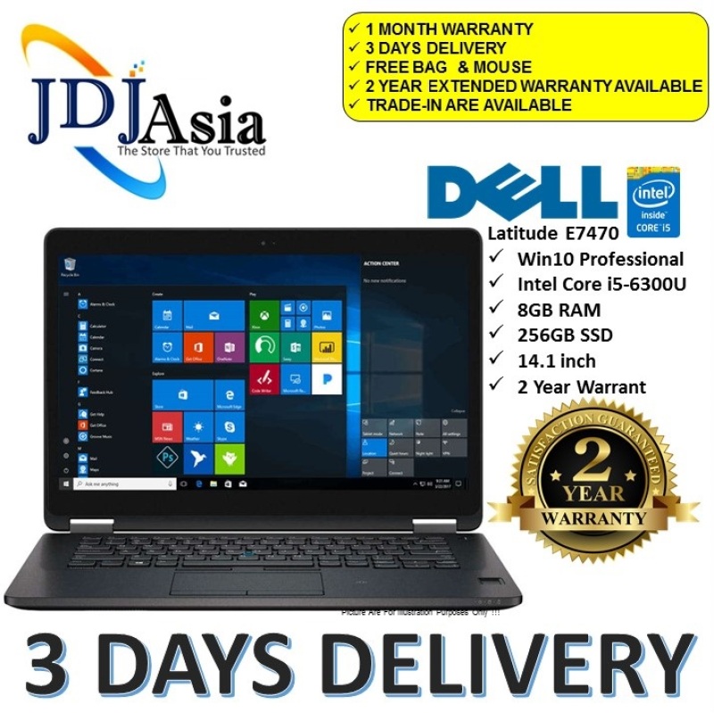 Immediate Delivery Dell Refurbished Latitude 14 E7470 Core I5 Business Laptop Notebook Core I5 6300u X2 2 4ghz 8gb Ddr4 256gb Ssd Win10 Pro 64bit Extended Warranty Up To 24 Months Singapore