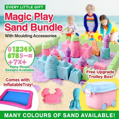 2KG Bundle Magic Kinetic Play Sand Bundle SET with FREE TROLLEY BOX