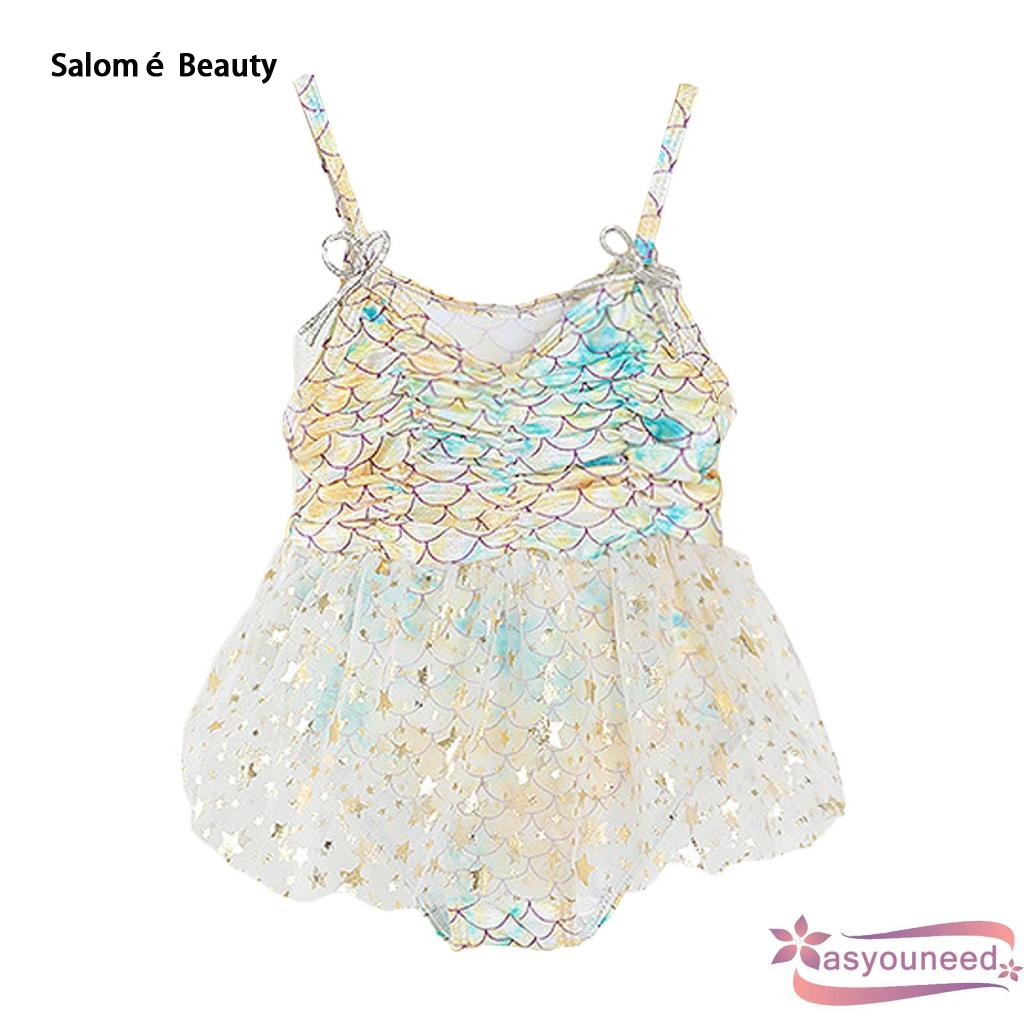 One piece swimsuit, sleeveless, cartoon mermaid hood, suitable for girls ราคา 183 บาท*ส่งฟรี