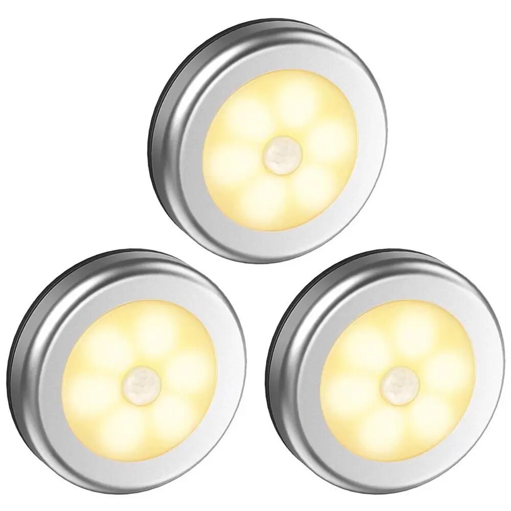 Solled Trắng/ánh sáng ấm áp 3 cái 6leds màu bạc hình dạng cảm ứng hình dạng ánh sáng cho tủ quần áo
