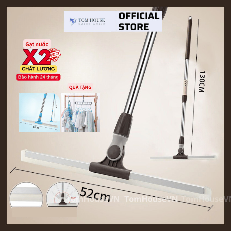  Cây Gạt Nước Sàn Nhà Đa Năng TomHouse Chổi Gạt Nước Silicon Nhà Tắm Cán INOX Dài 130cm Tăng Giảm 