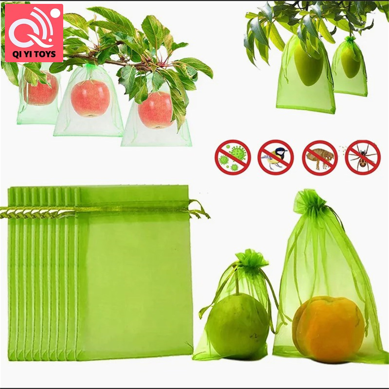 100pcs tái sử dụng nho bảo vệ túi với dây rút vườn trái cây túi lưới lưới túi bìa cho Trái Cây Rau