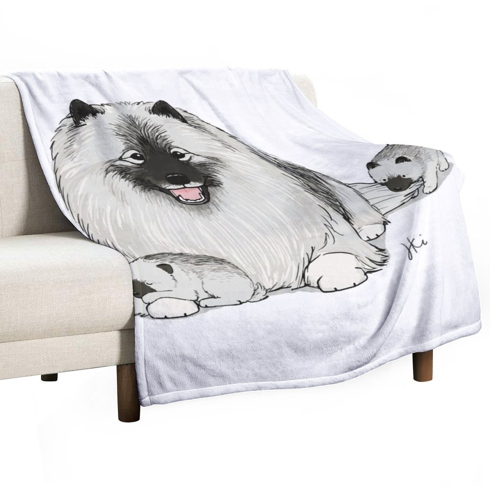 Happy Keeshond Dog with Puppies | Cute Keesies Keeshonden Throw Blanket Fashion Sofa Blankets valentine gift ideas AJ.JA ราคา 868 บาท*ส่งฟรี