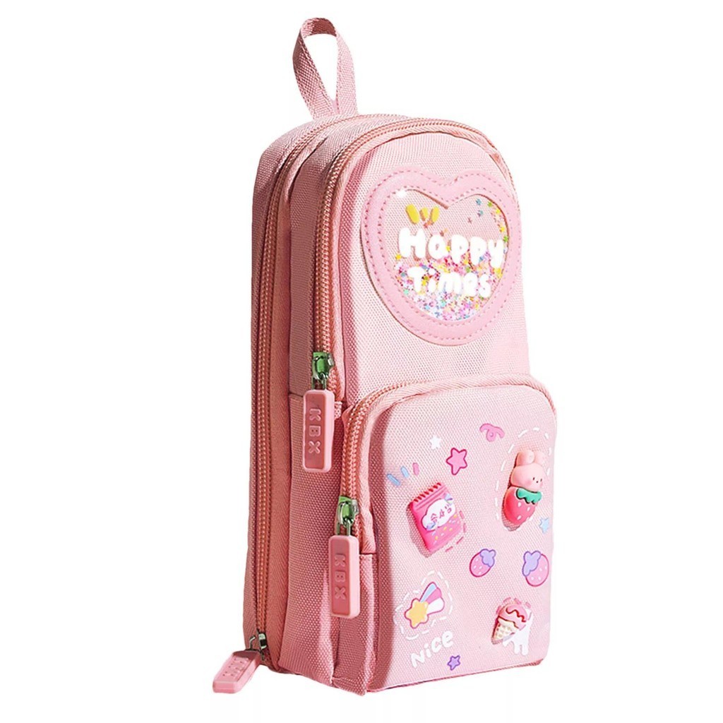 Fun Korea Bag Model Pensil Kanvas 6 Kamar /Sekolah Dasar Kotak Pensil Siswa/Tempat Pensil Kotak 3D Anak Lucu Besar
